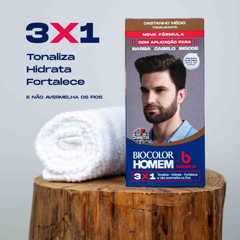 Tonalizante de Cabelo Masculino Biocolor Homem Bozzano Castanho Médio - Imagem 6