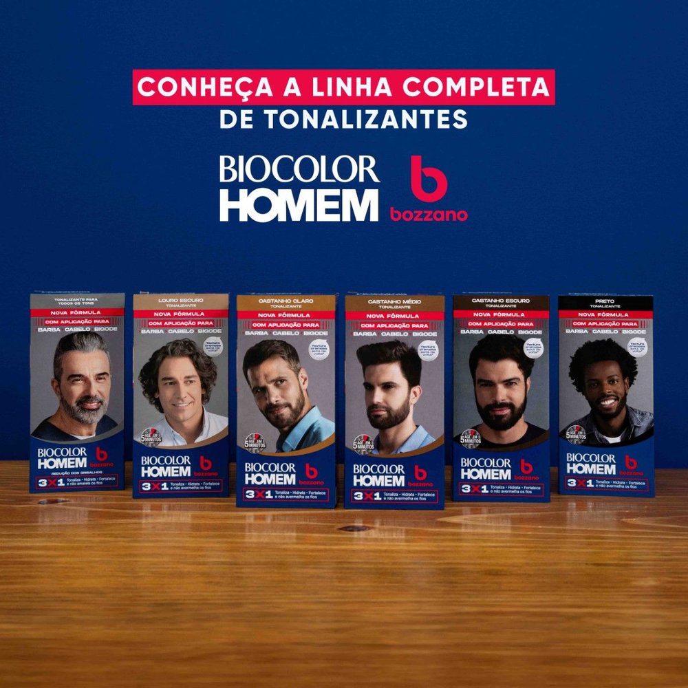 Tonalizante de Cabelo Masculino Biocolor Homem Bozzano Castanho Médio - Imagem 9