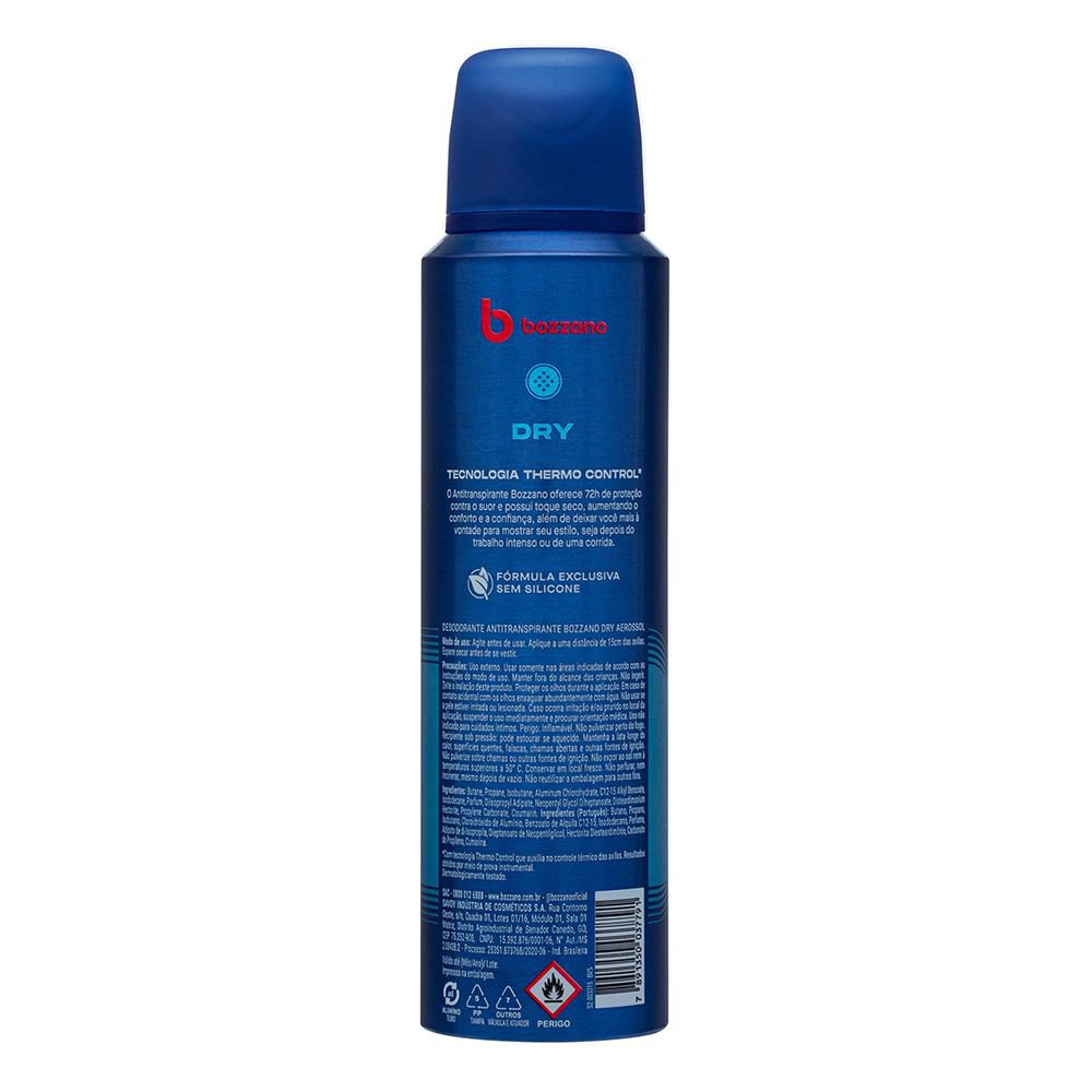 Desodorante Aerossol Antitranspirante Masculino Bozzano Dry 150ml - Imagem 5