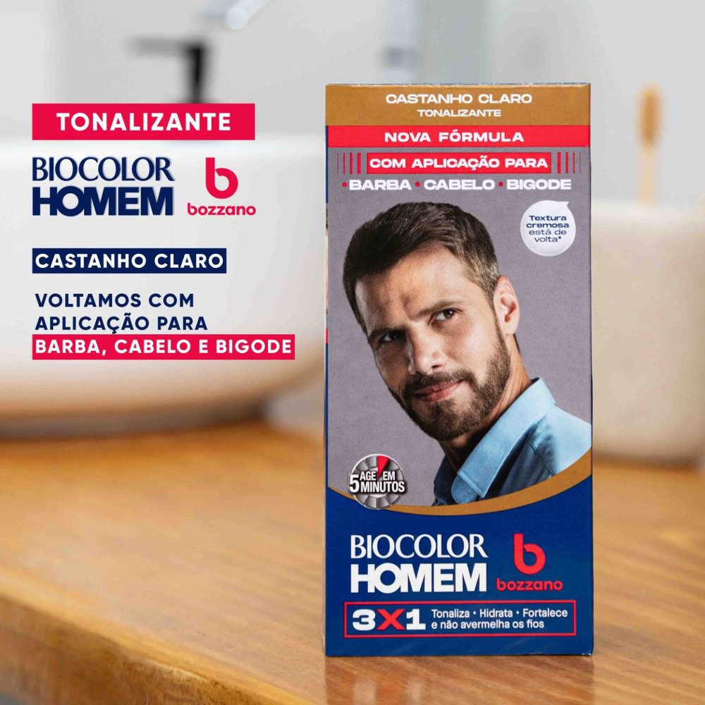 Tonalizante de Cabelo Masculino Biocolor Homem Bozzano Castanho Claro - Imagem 2