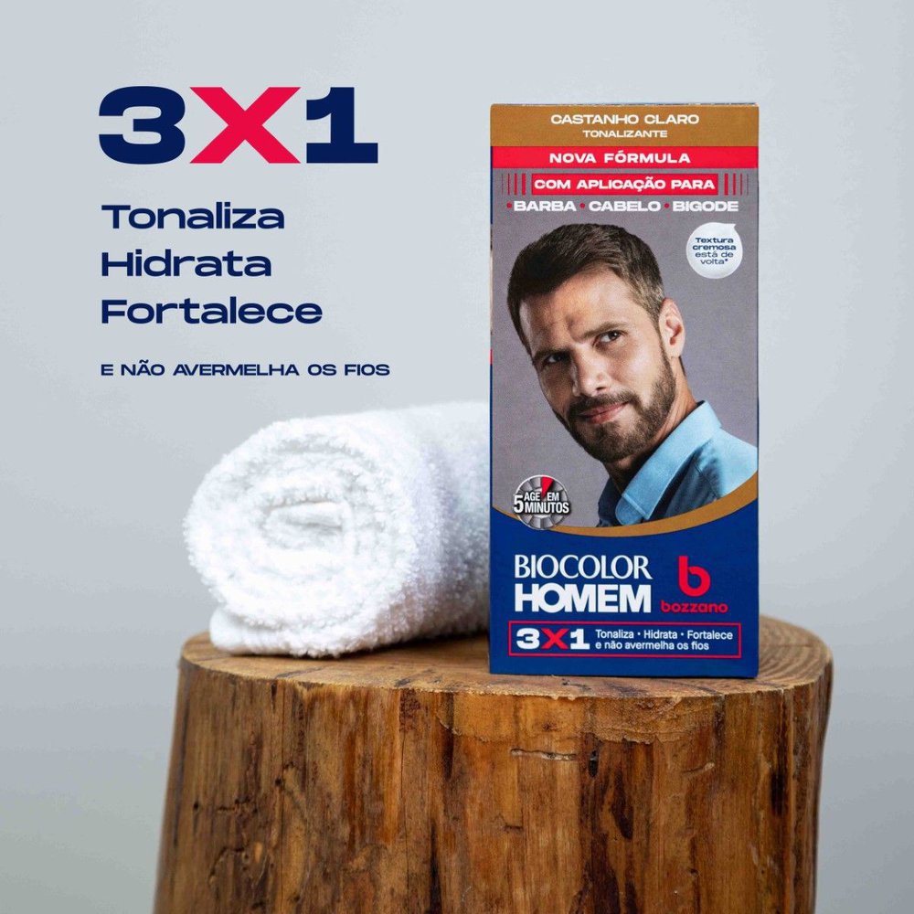 Tonalizante de Cabelo Masculino Biocolor Homem Bozzano Castanho Claro - Imagem 6