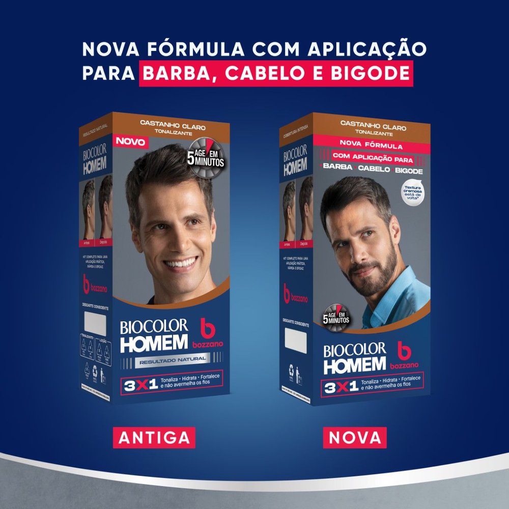 Tonalizante de Cabelo Masculino Biocolor Homem Bozzano Castanho Claro - Imagem 8