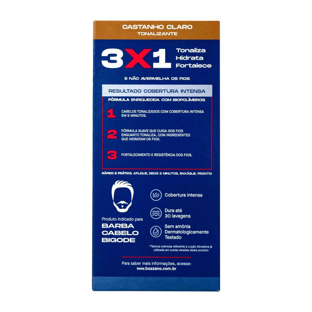 Tonalizante de Cabelo Masculino Biocolor Homem Bozzano Castanho Claro - Imagem 10
