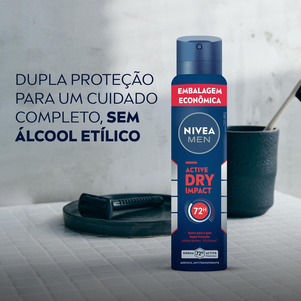 NIVEA MEN Desodorante Antitranspirante Aerossol Dry Impact 200ml - Imagem 4