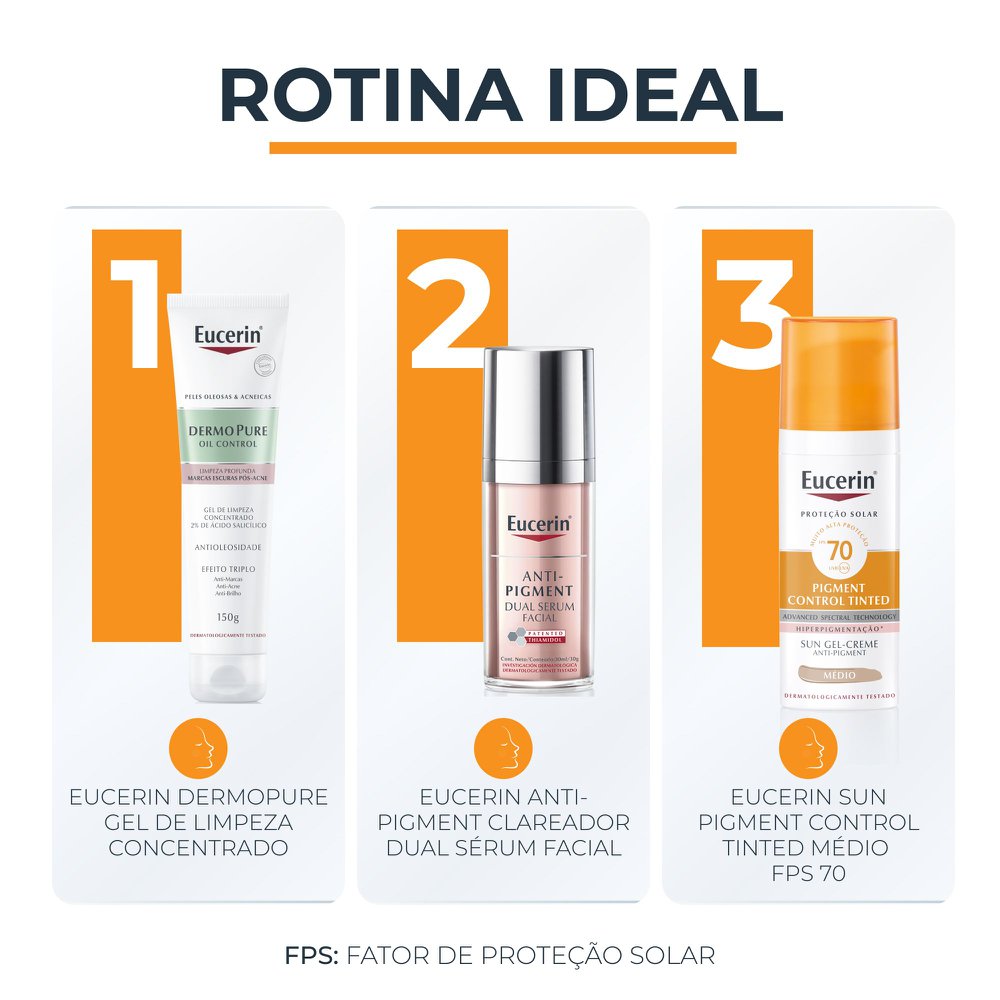 EUCERIN Protetor Solar Facial Antimanchas Cor Média FPS 70 50ml, Pigment Control, Proteção UVA, UVB e Luz Visível, Thiamidol - Imagem 7