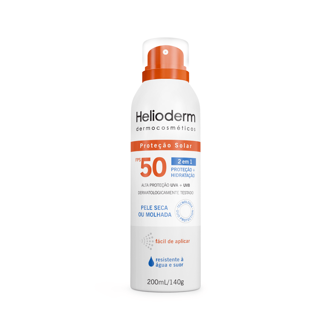 Protetor Solar 2 em 1 FPS 50 Helioderm Spray - 200ml