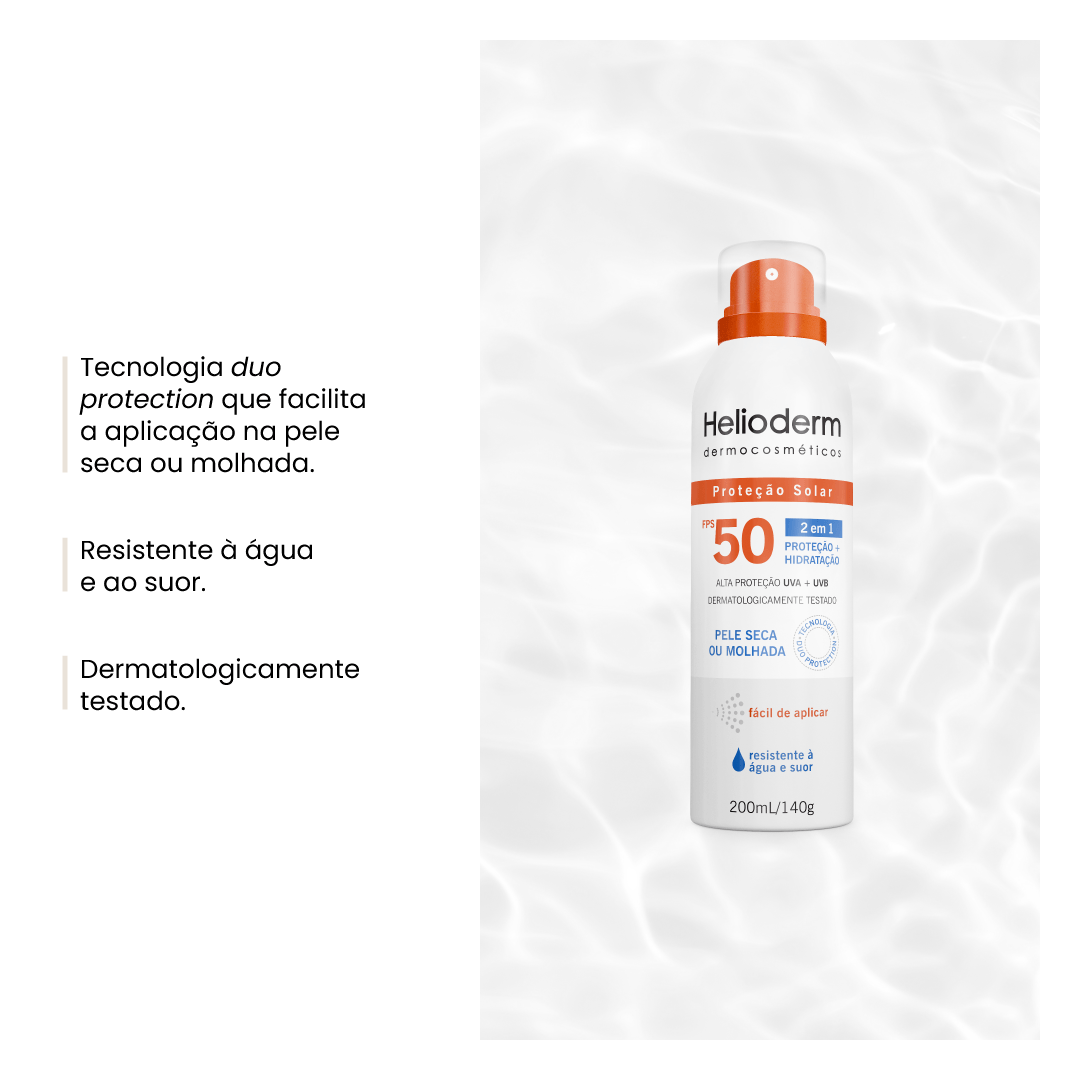 Protetor Solar 2 em 1 FPS 50 Helioderm Spray - 200ml - Imagem 2