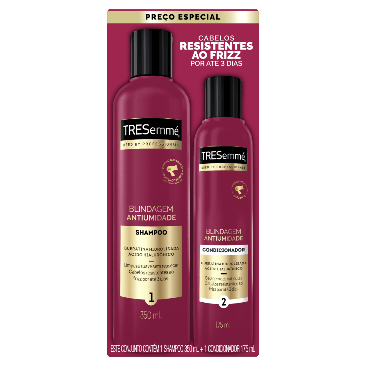 Kit Shampoo 350ml + Condicionador 175ml Tresemmé Blindagem Antiumidade