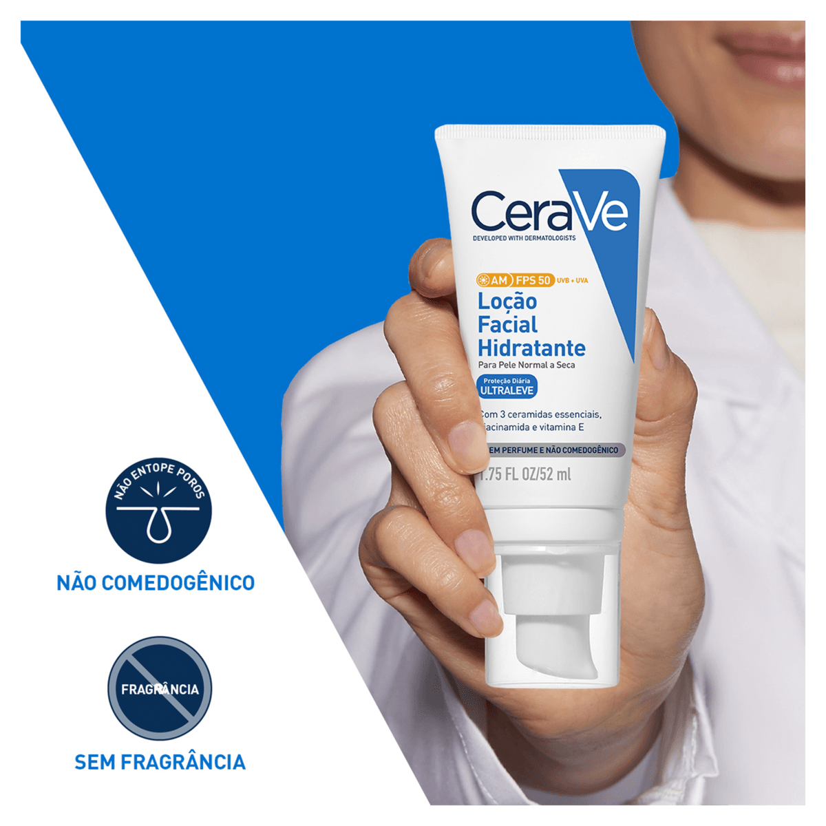 Hidratante Loção Facial FPS 50 sem Perfume Cerave AM - 52ml - Imagem 4