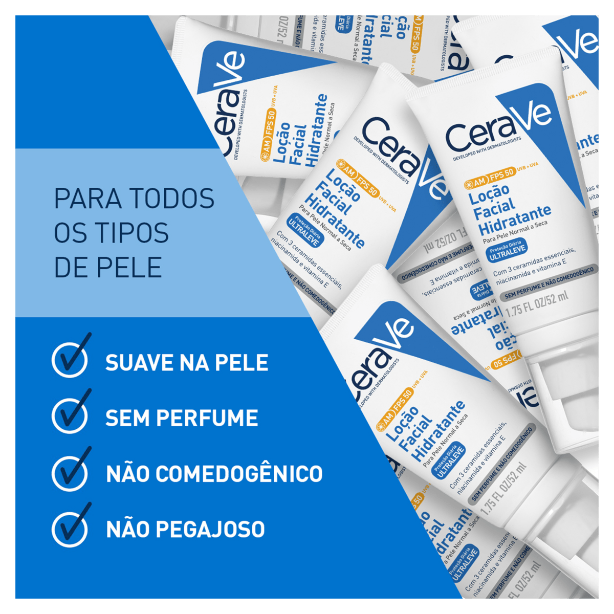 Hidratante Loção Facial FPS 50 sem Perfume Cerave AM - 52ml - Imagem 5