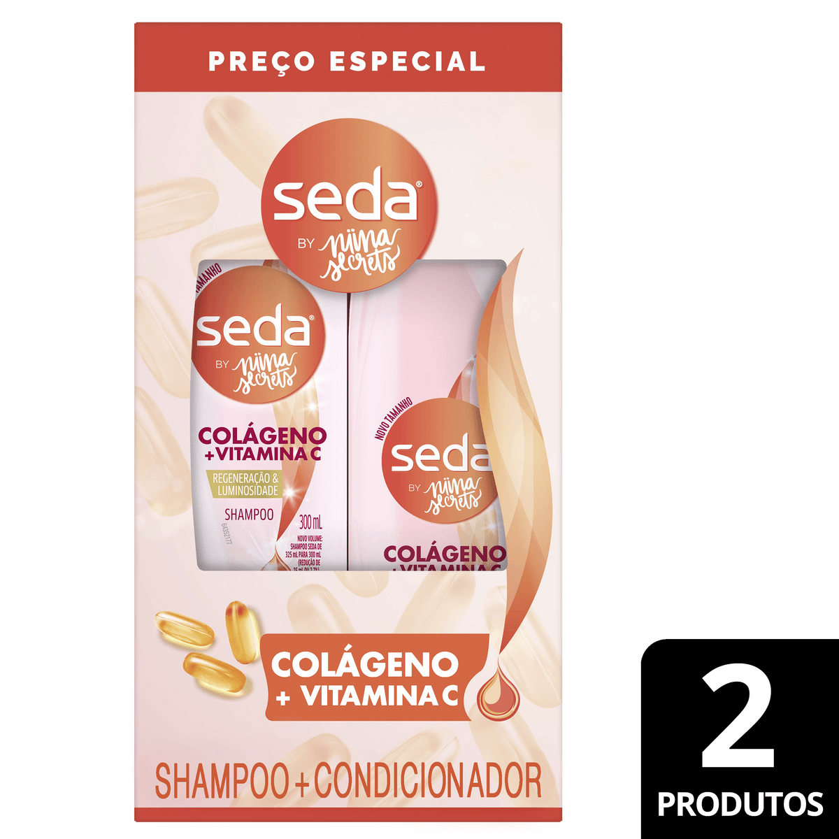 Kit Shampoo 300ml + Condicionador 190ml Seda by Niina Secrets Colágeno + Vitamina C - Imagem 3