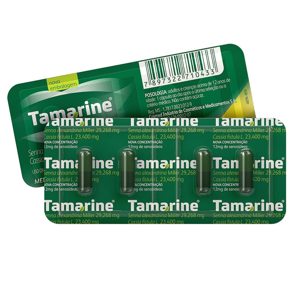 Laxante Fitoterápico Tamarine 12Mg 4 Cápsulas — Tamarine 12Mg 04 Cápsulas - Tamarine