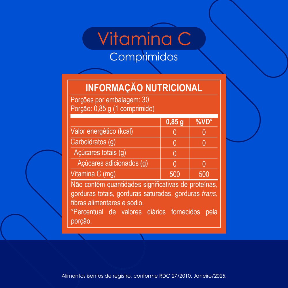 Vitamina C Neo Química Zero Açúcar 500mg - 30 Comprimidos - Imagem 4