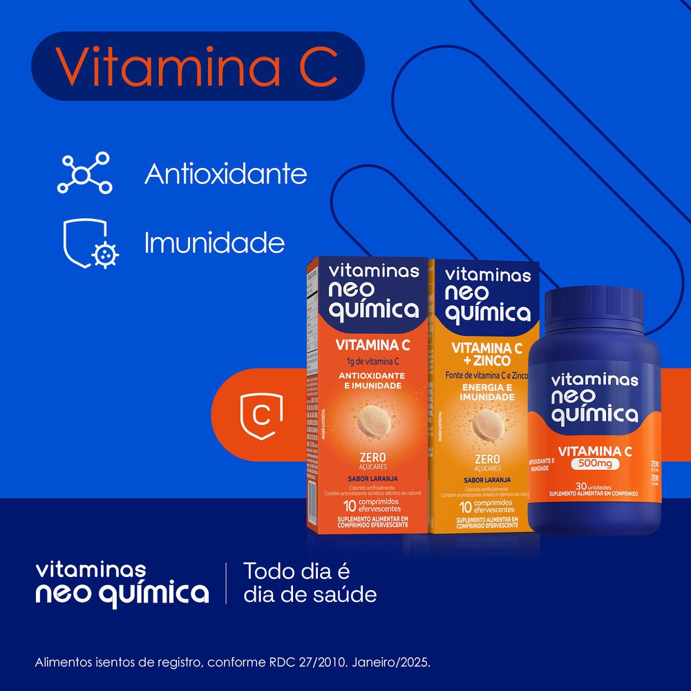 Vitamina C Neo Química Zero Açúcar 500mg - 30 Comprimidos - Imagem 5