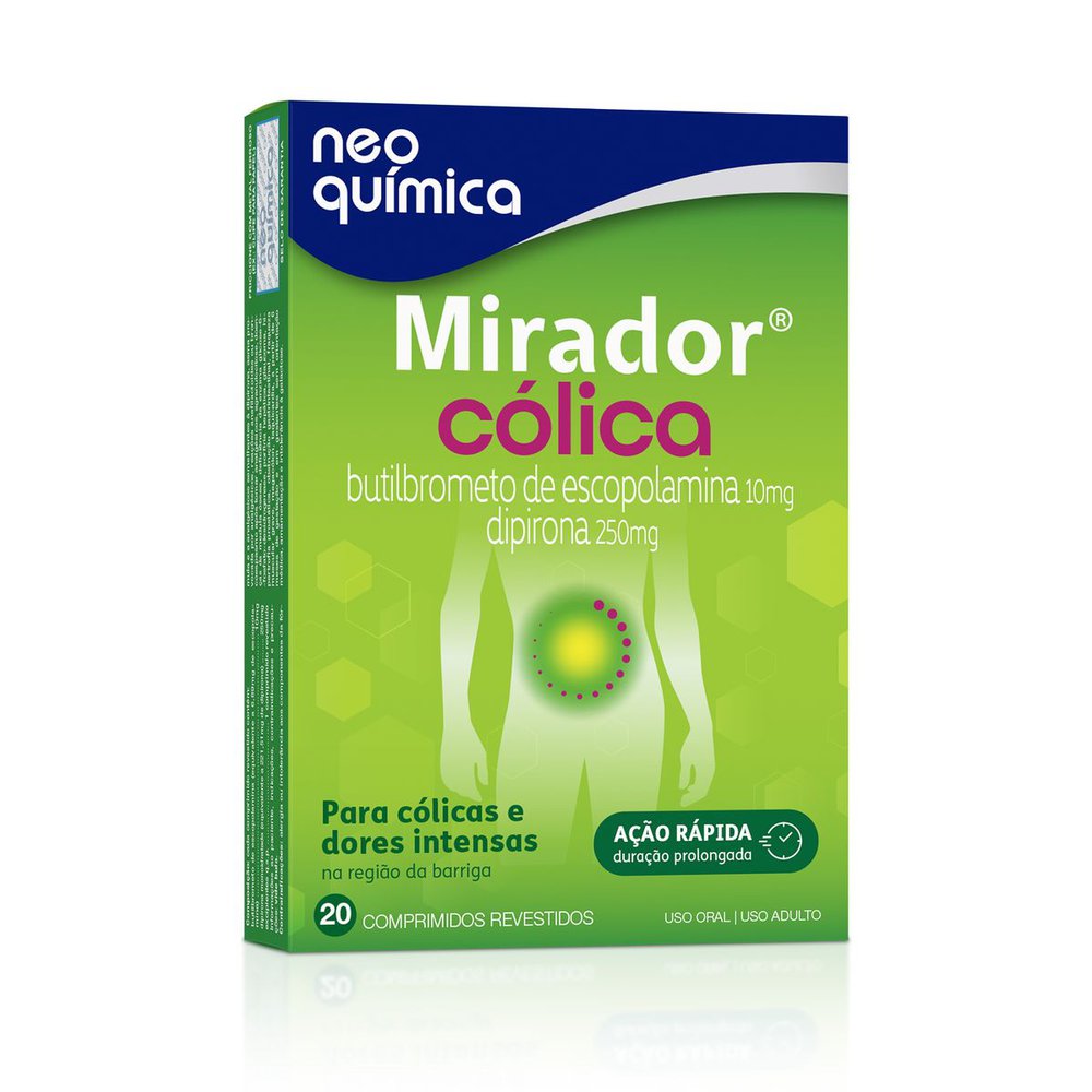Antiespasmódico Mirador Cólica 10mg + 250mg Neo Química 20 Comprimidos