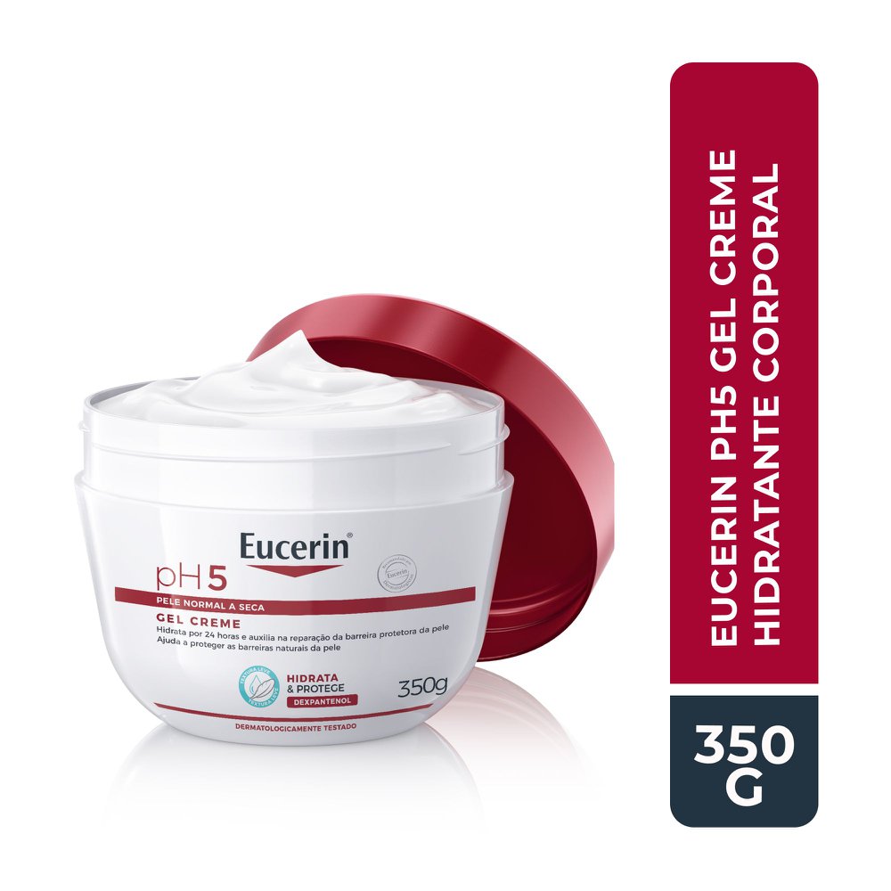 EUCERIN Gel Creme Hidratante Corporal pH5 350ml, Textura Ultraleve, Dexpantenol, Hidratação Diária, Pele Sensível e Seca