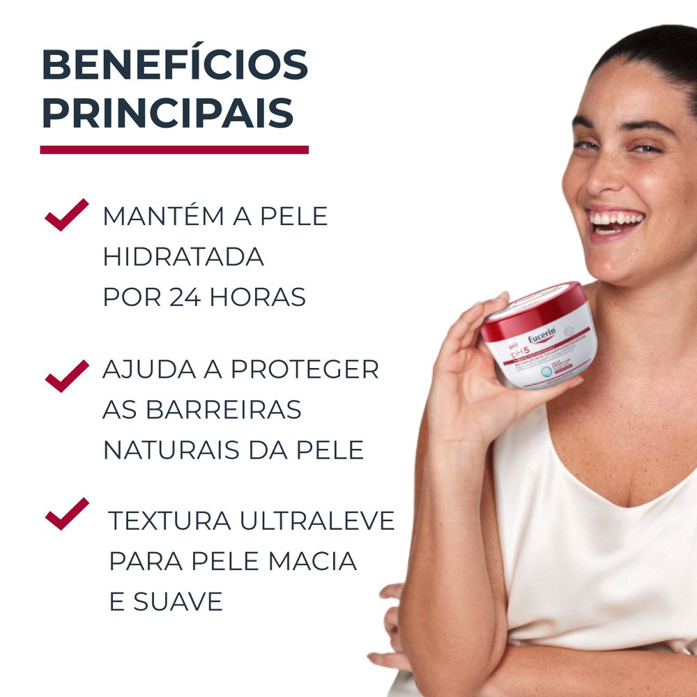 EUCERIN Gel Creme Hidratante Corporal pH5 350ml, Textura Ultraleve, Dexpantenol, Hidratação Diária, Pele Sensível e Seca - Imagem 3