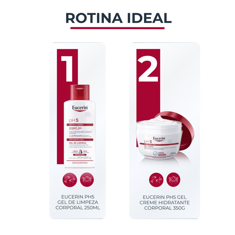 EUCERIN Gel Creme Hidratante Corporal pH5 350ml, Textura Ultraleve, Dexpantenol, Hidratação Diária, Pele Sensível e Seca - Imagem 7