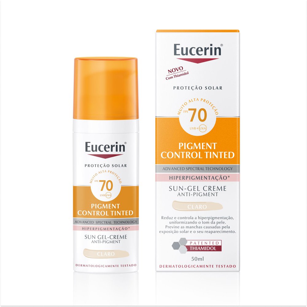 EUCERIN Protetor Solar Facial Antimanchas Cor Clara FPS 70 50ml, Pigment Control, Proteção UVA, UVB e Luz Visível, Thiamidol - Imagem 2