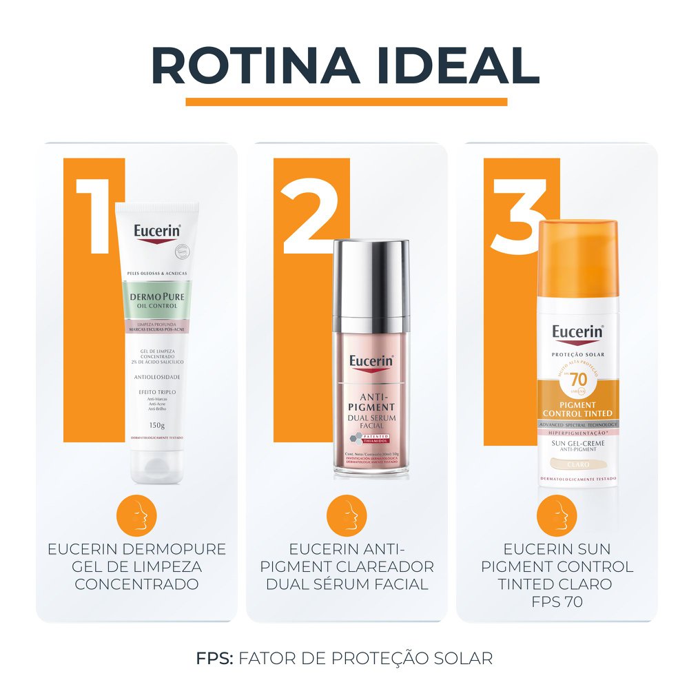 EUCERIN Protetor Solar Facial Antimanchas Cor Clara FPS 70 50ml, Pigment Control, Proteção UVA, UVB e Luz Visível, Thiamidol - Imagem 7
