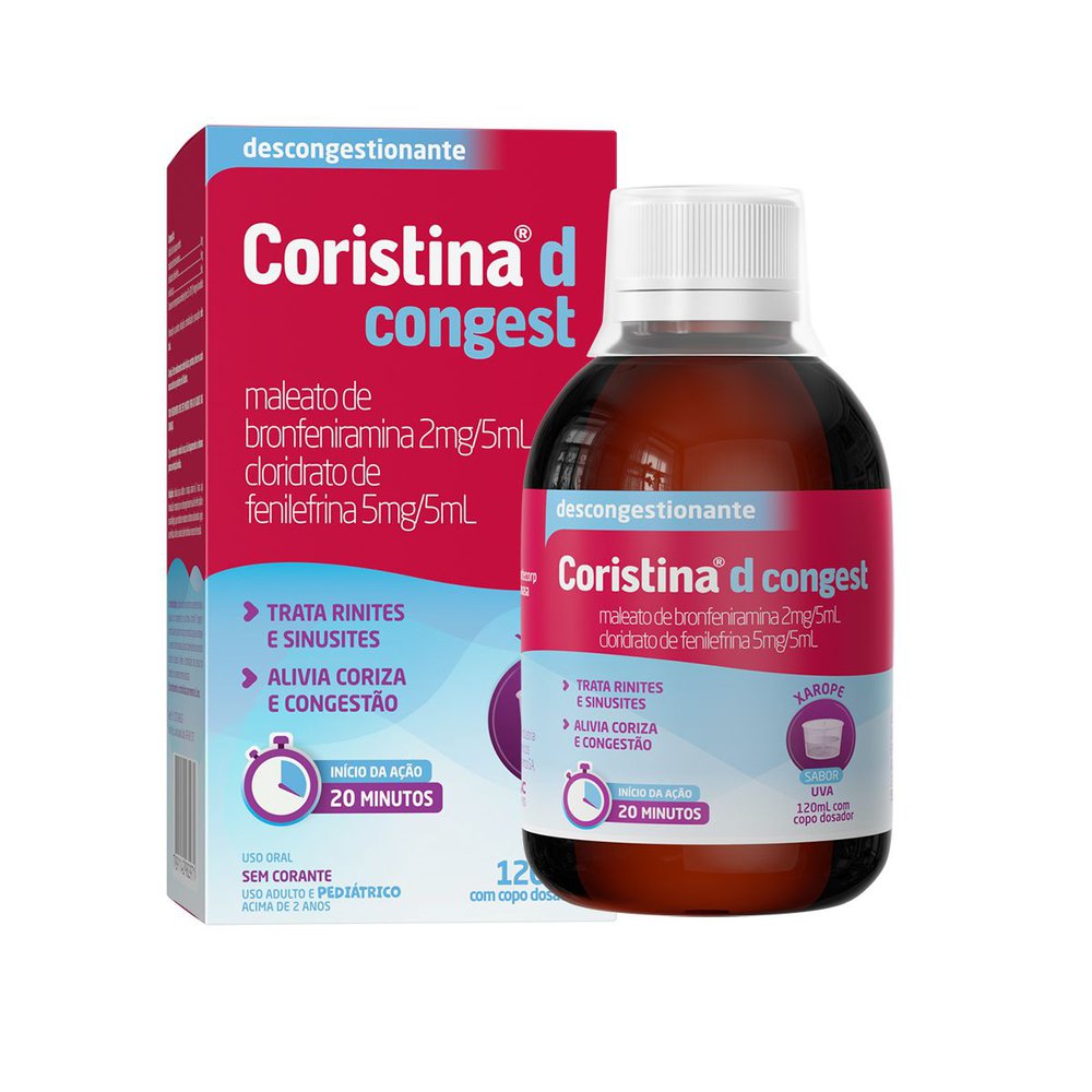 Descongestionante Nasal Coristina D Congest Uva 2mg/5ml Xarope 120ml