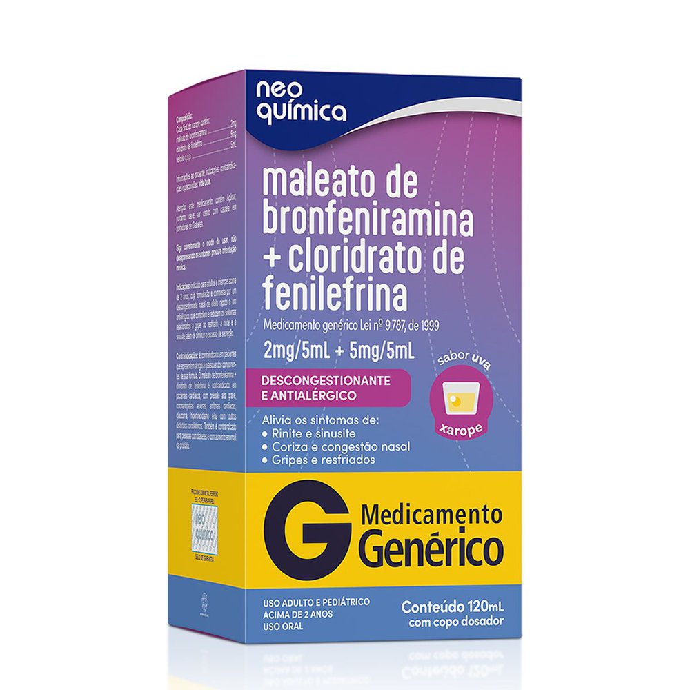 Bronfeniramina + Fenilefrina 2Mg+5Mg Xarope 120Ml Neo Química