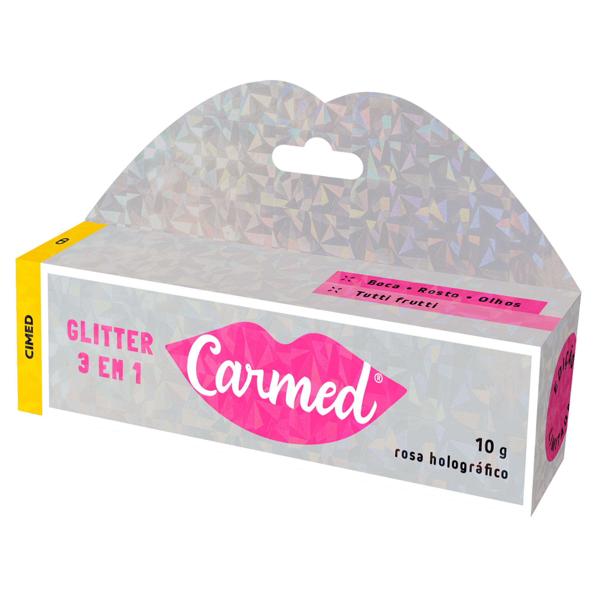 Blush, Batom e Sombra 3 em 1 Tutti Frutti Rosa Holográfico Glitter Carmed - 10g - Imagem 3