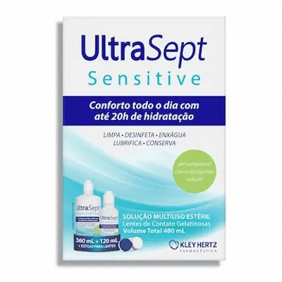 Kit UltraSept Sensitive 360ml + 120ml + Estojo para Lentes de Contato