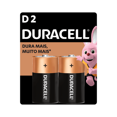 Pilhas D Alcalina Duracell Grande - 2 Unidades