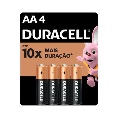 Pilhas AA Alcalina Duracel Pequena - 4 Unidades