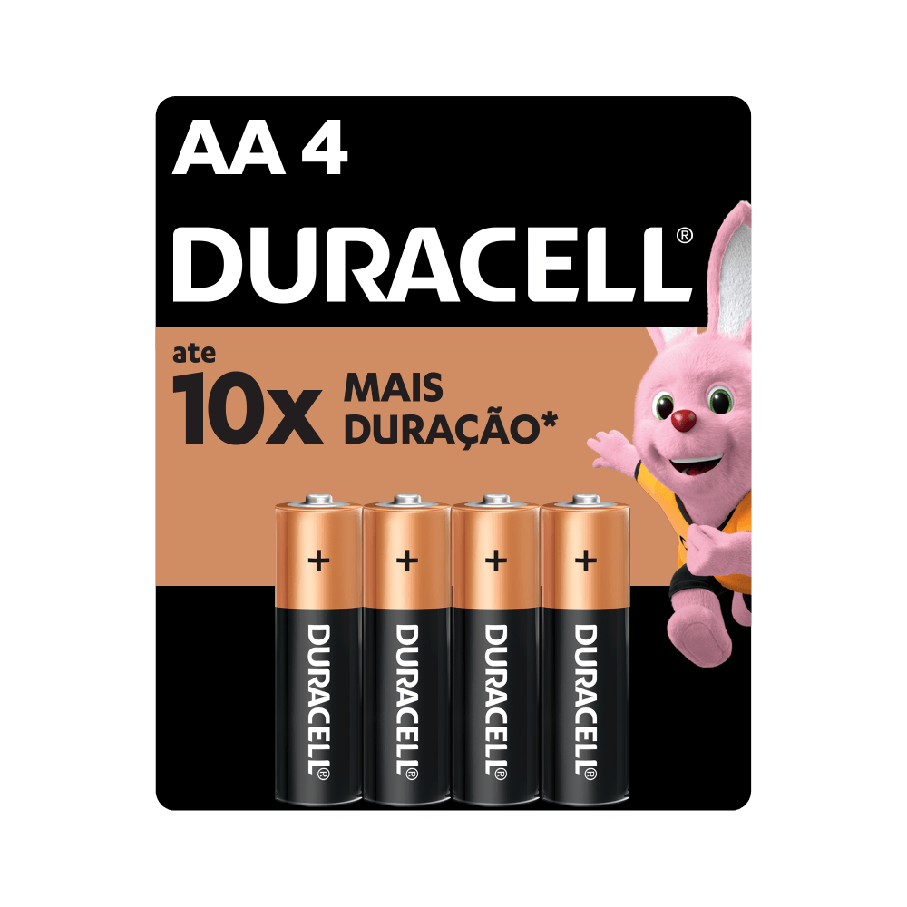 Pilhas AA Alcalina Duracel Pequena - 4 Unidades