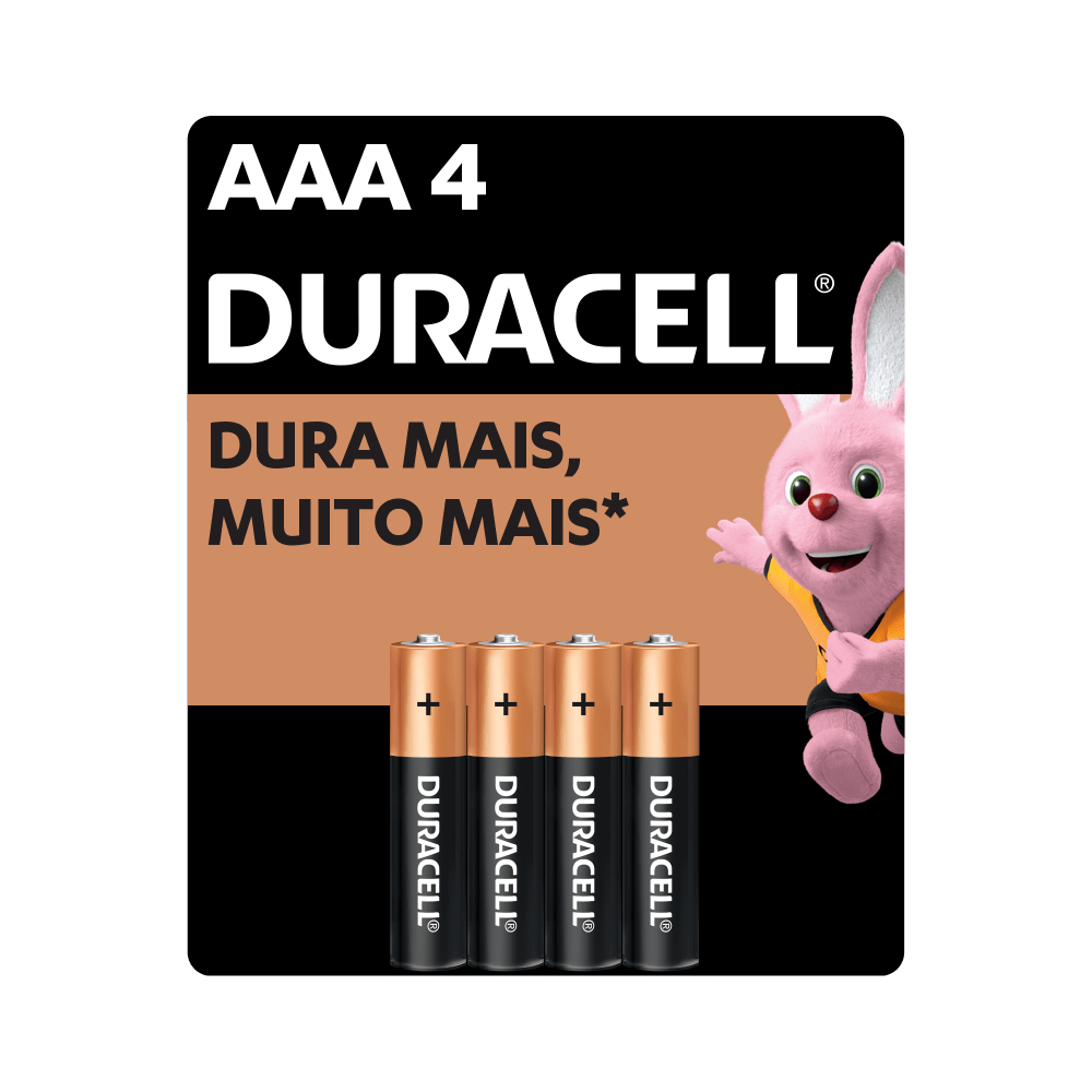 Pilhas AAA Alcalina Palito Duracell - 4 Unidades