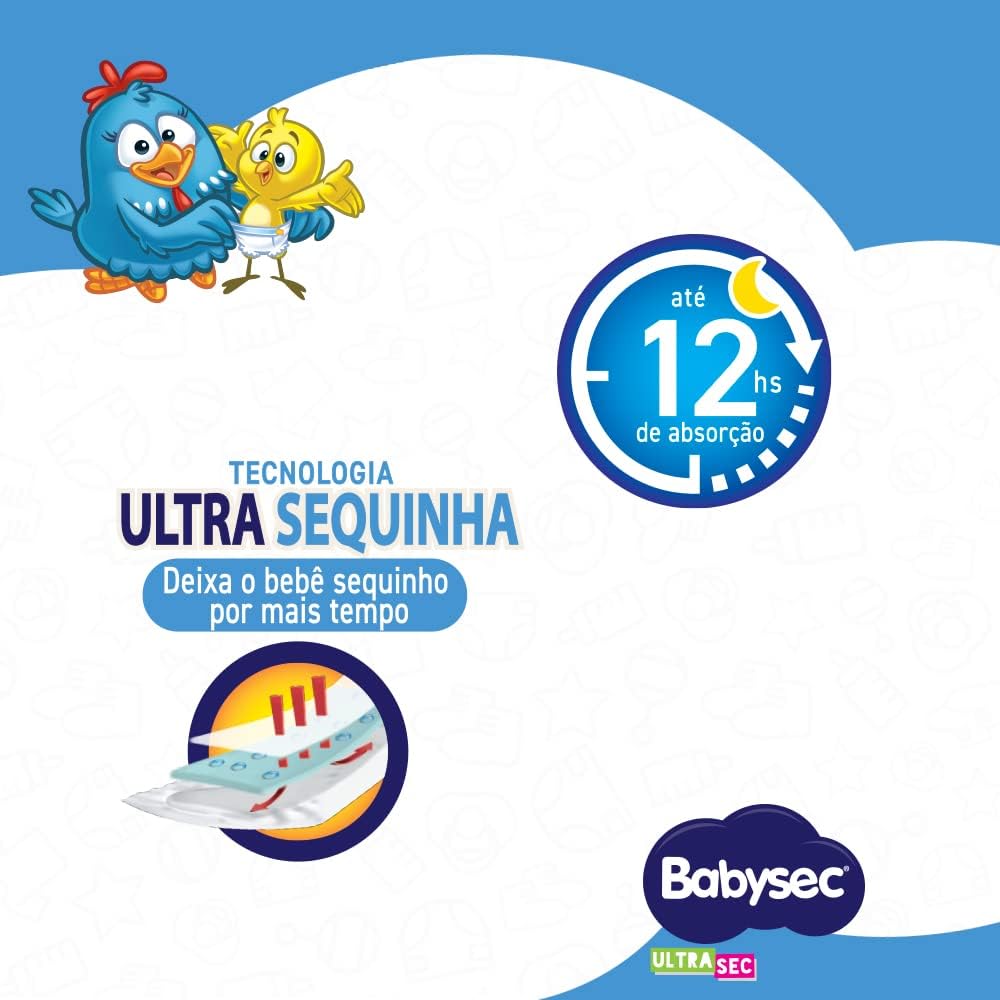 Babysec Fralda Descartável Ultra Hiper XXG 48un - Ultra Absorção 12h, Velcro - Imagem 2