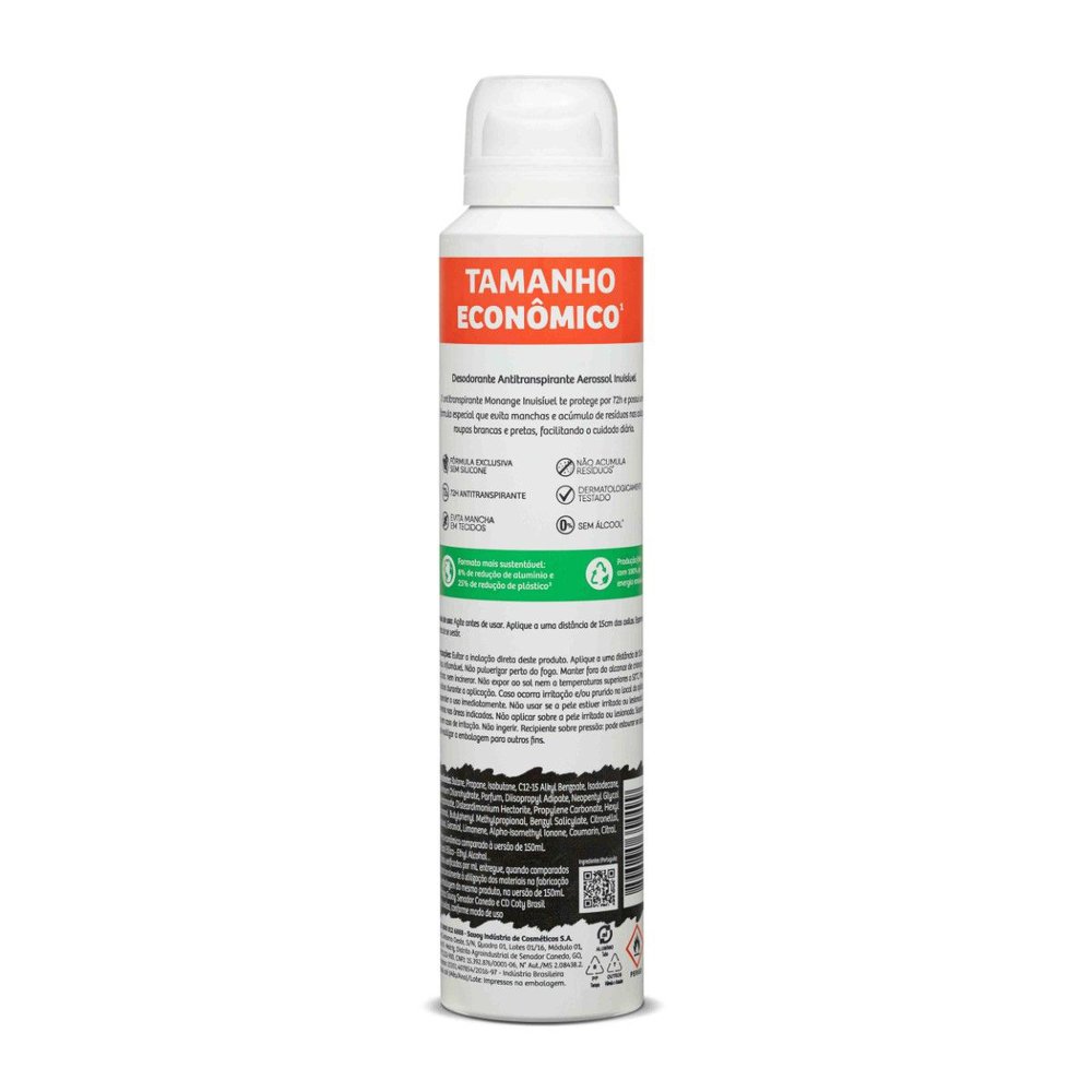 Desodorante Aerossol Antitranspirante Monange Invisível 200ml - Imagem 11