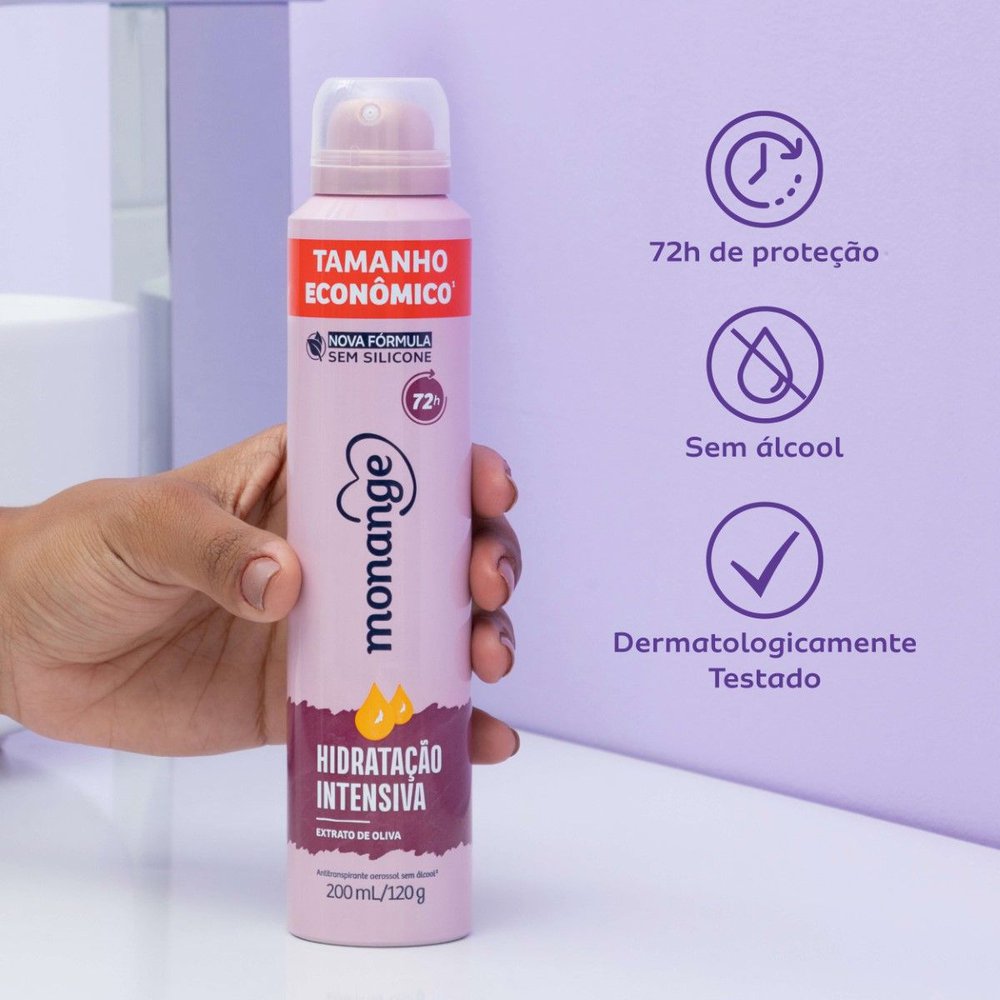 Desodorante Aerossol Antitranspirante Monange Hidratação Intensiva 200ml - Imagem 2
