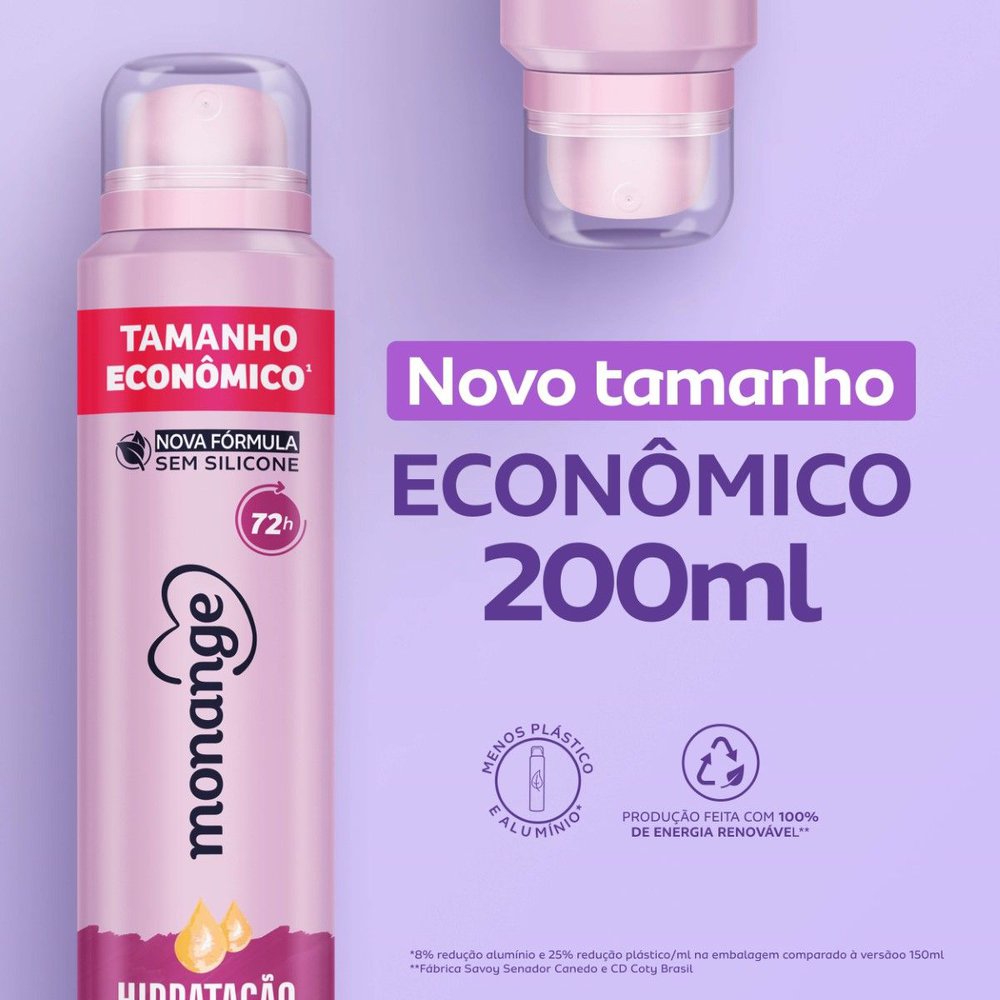 Desodorante Aerossol Antitranspirante Monange Hidratação Intensiva 200ml - Imagem 3