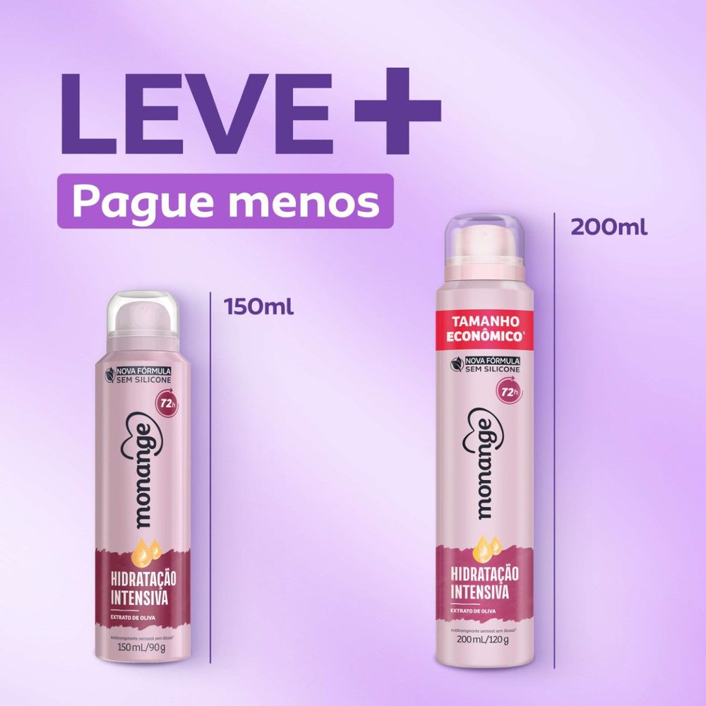 Desodorante Aerossol Antitranspirante Monange Hidratação Intensiva 200ml - Imagem 4