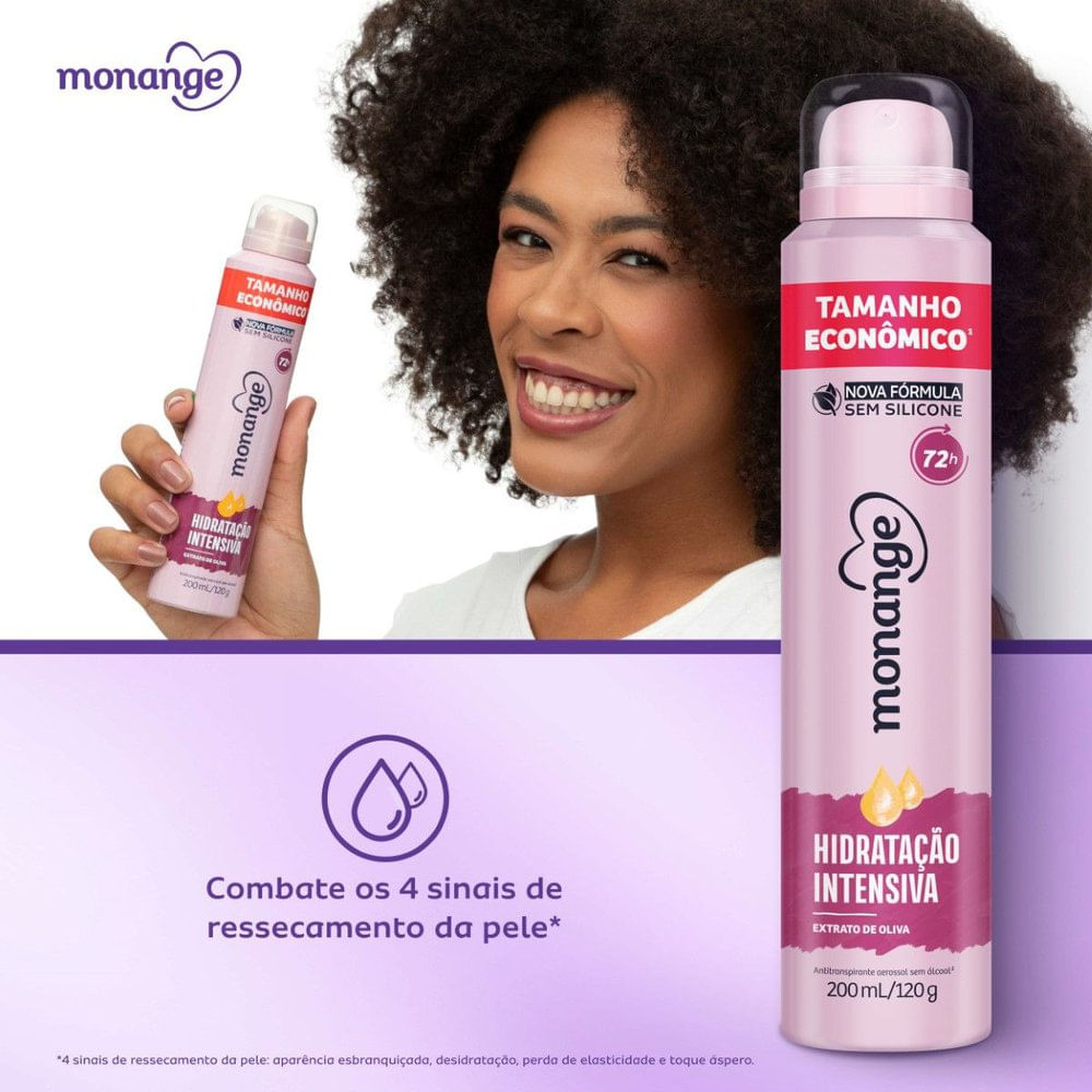 Desodorante Aerossol Antitranspirante Monange Hidratação Intensiva 200ml - Imagem 5
