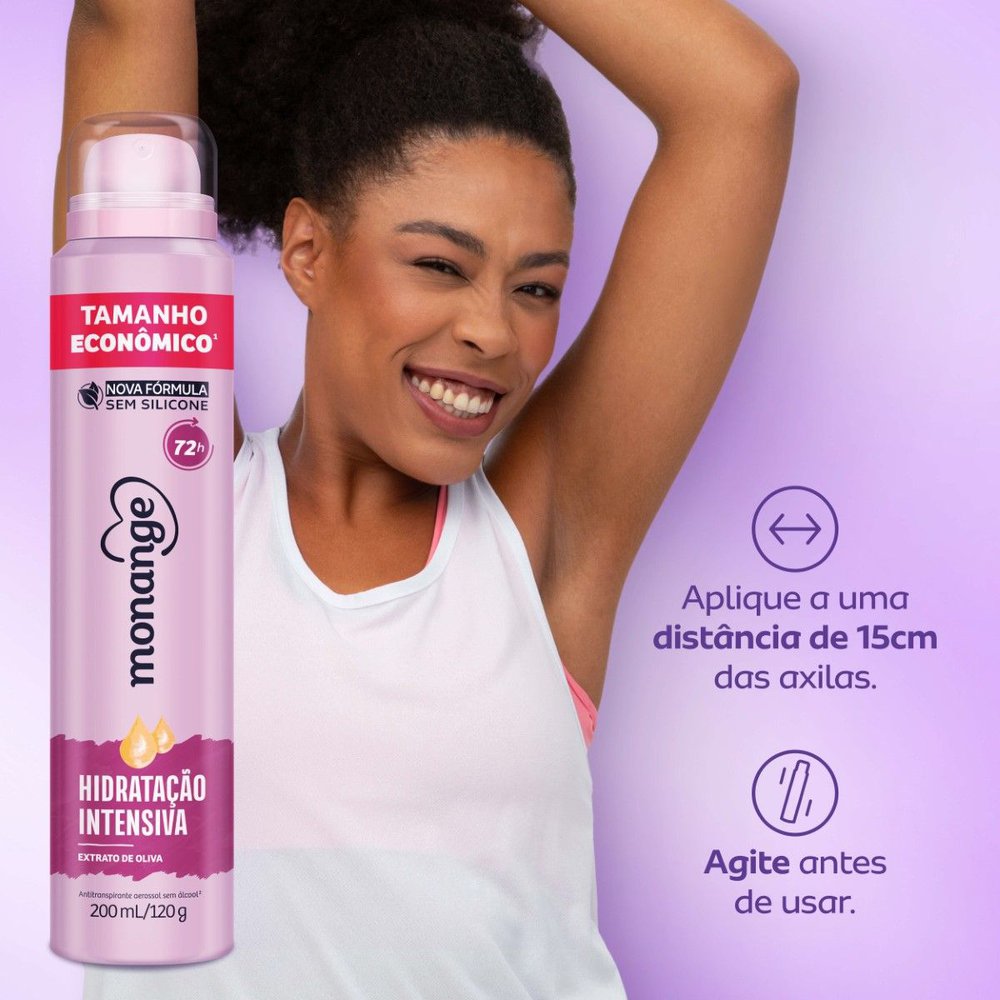 Desodorante Aerossol Antitranspirante Monange Hidratação Intensiva 200ml - Imagem 7