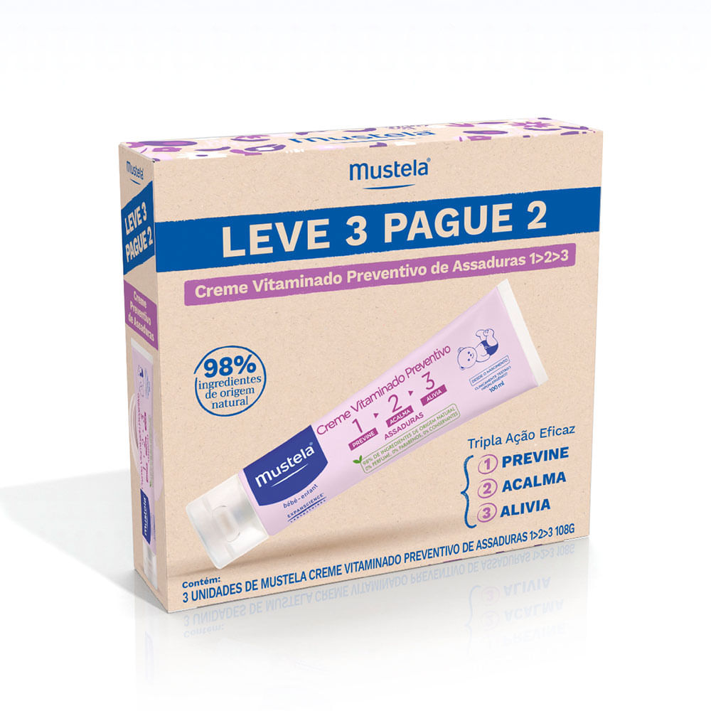 Kit Mustela Creme Assadura Vitamin 108g - 3 Unidades