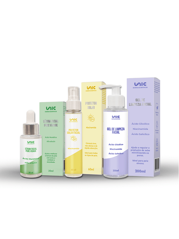 Kit Skincare Antiacne e Oleosidade Pure Visage 3 Itens Unicpharma