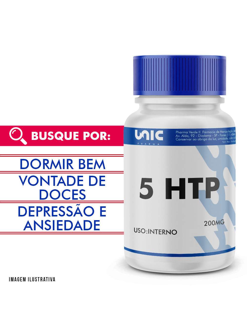 5-HTP 200mg 120 Cápsulas Unicpharma