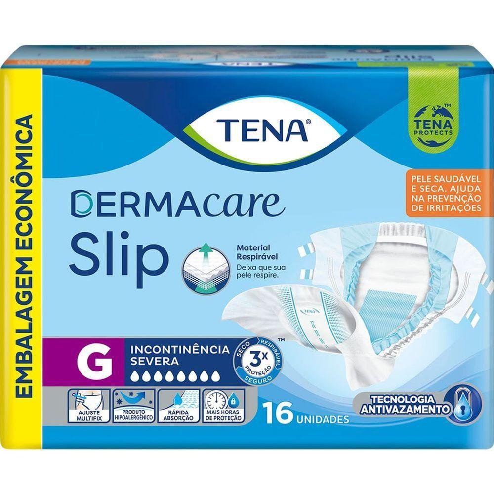 Fralda Geriátrica Tena Slip Dermacare G - 16 Unidades