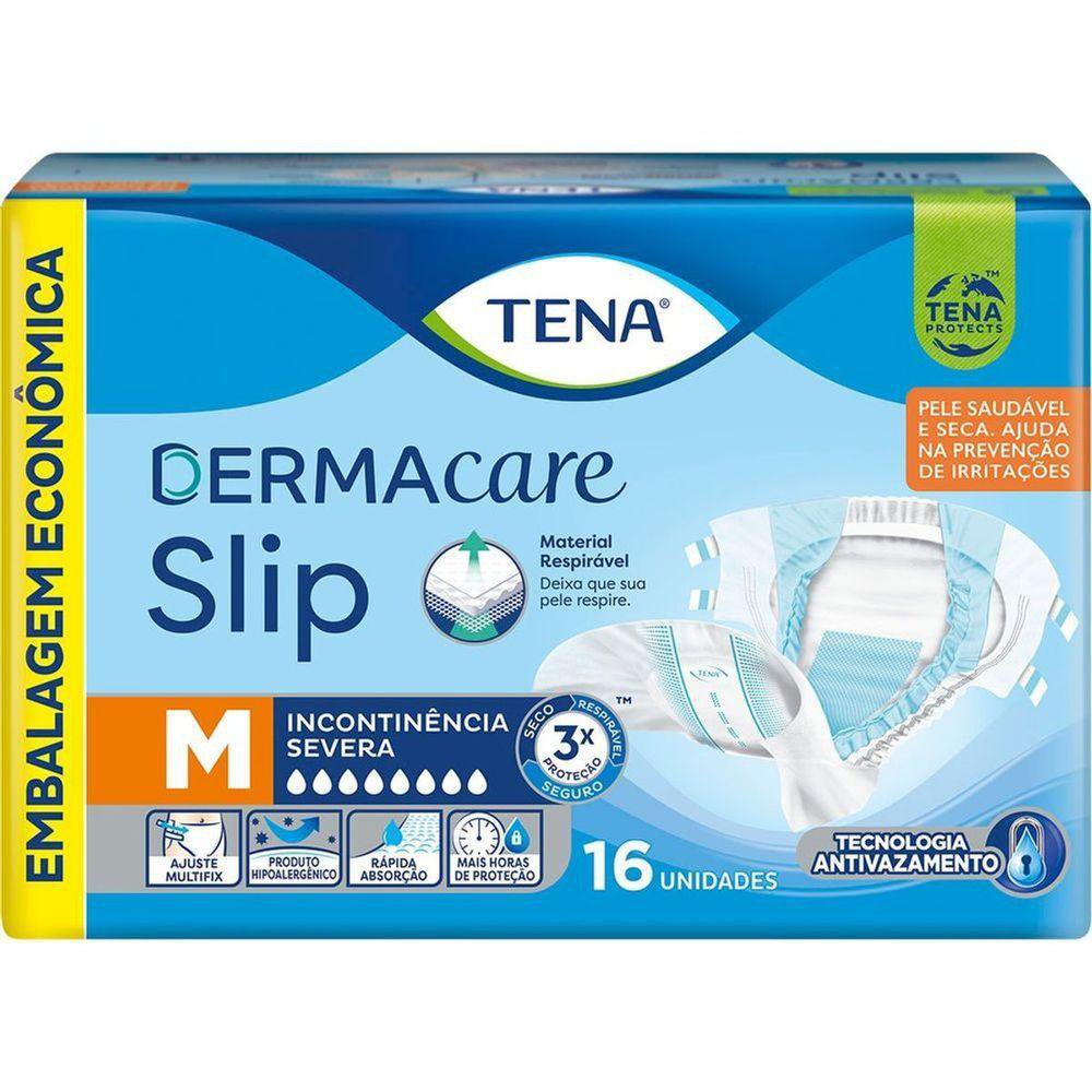 Fralda Geriátrica Tena Slip Dermacare M - 16 Unidades