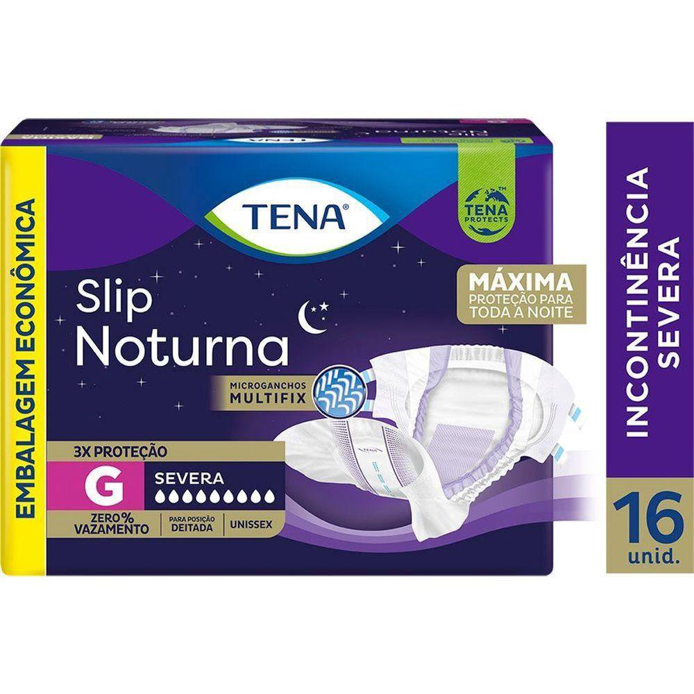 Fralda Geriátrica Tena Slip Noturna G - 16 Unidades