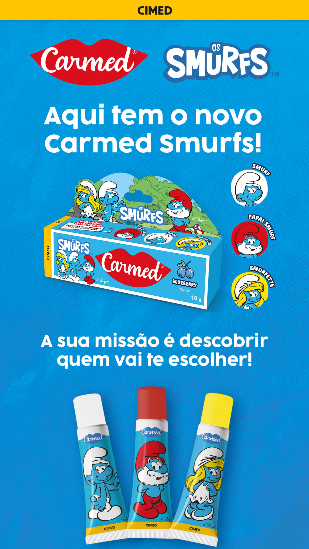 Hidratante Labial Carmed Os Smurfs Blueberry - 10g - Imagem 3