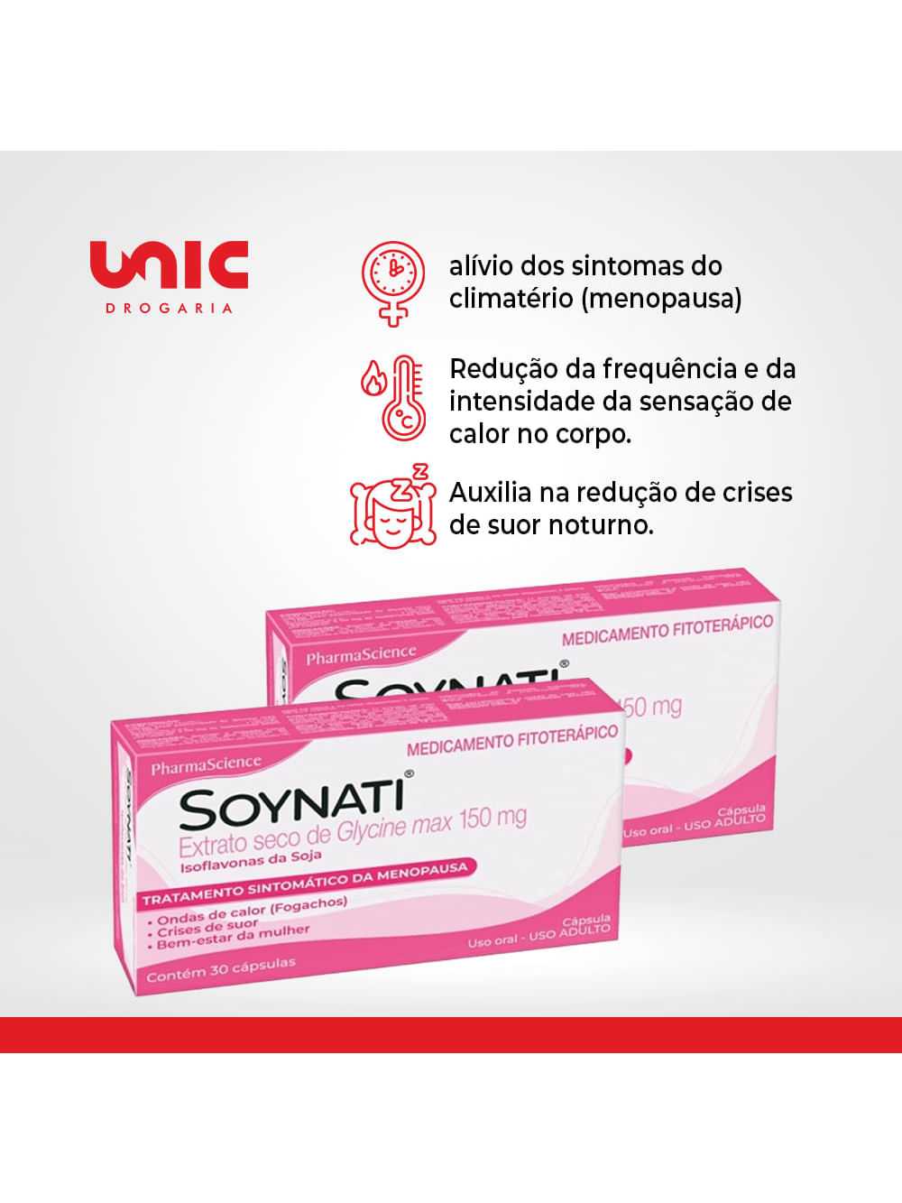 Kit 2 Soynati 150mg para Menopausa 30 Cápsulas PharmaScience - Imagem 2