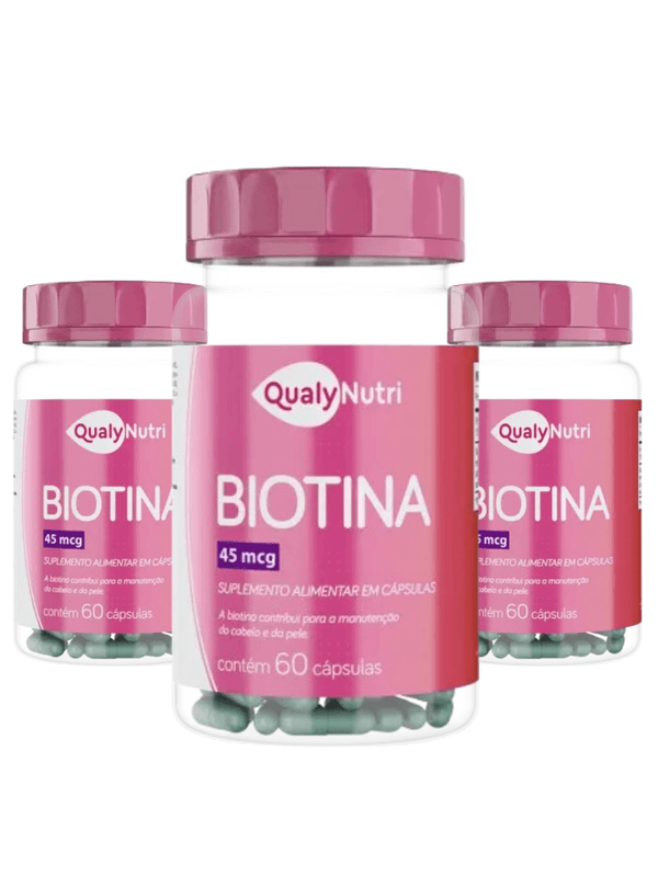 Kit 3 Biotina Cabelo e Unha 180 Cápsulas Qualy Nutri
