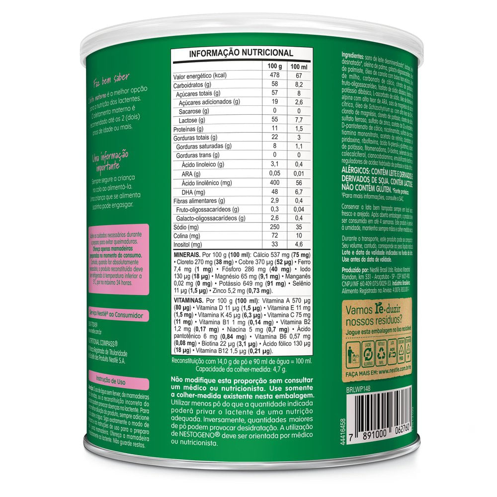 Fórmula Infantil Nestogeno 6 a 12 meses - 800g - Imagem 3