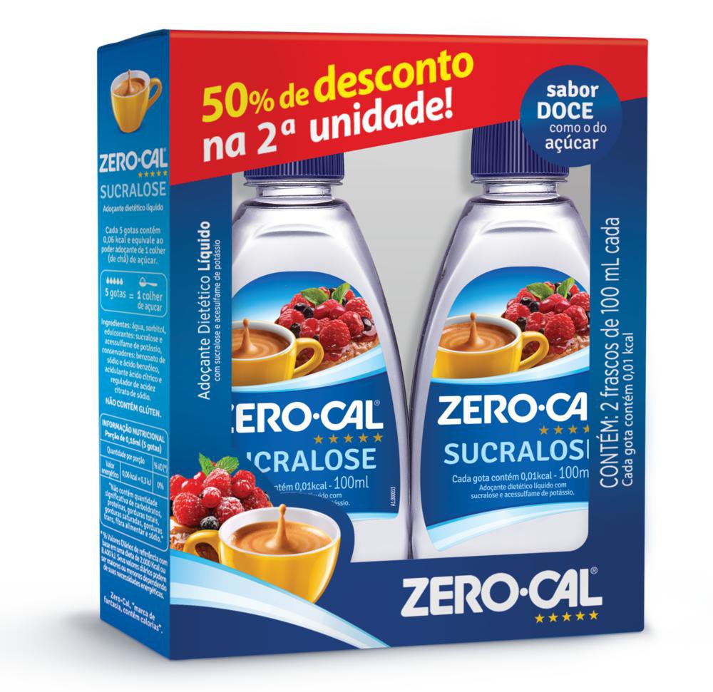 Kit Promocional Adoçante Líquido Zero-Cal Sucralose 2 unidades de 100ml